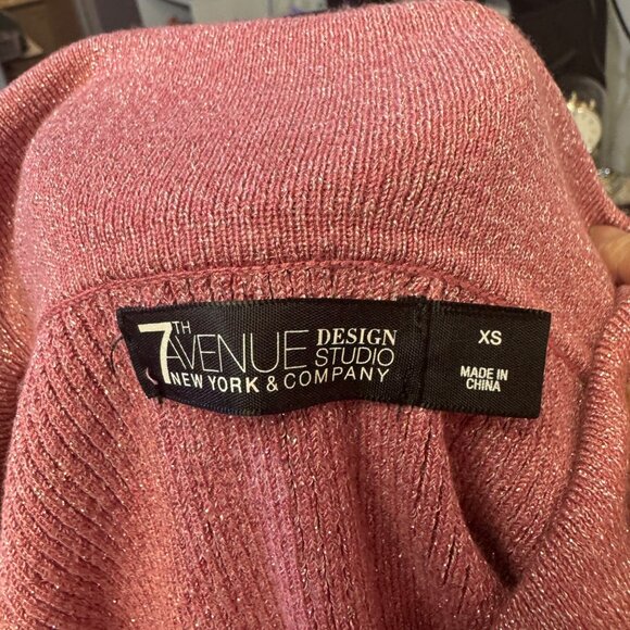 7th Avenue Design Studio Womens  Size XS Pink Metallic Off-Shoulder Sweater - Picture 5 of 8